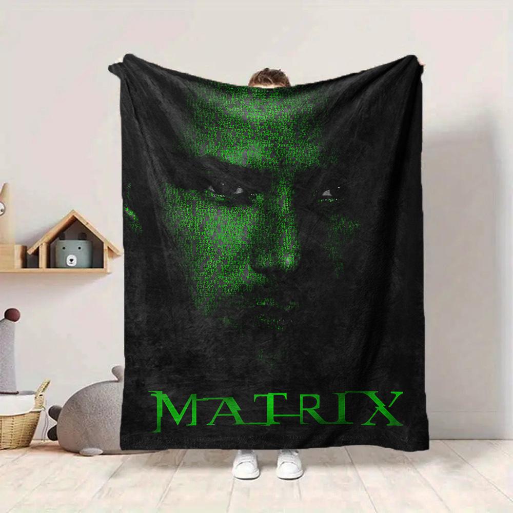 1pc Matrix Blanket Lightweight Flannel Throw For Sofa, Bed, Travel, Camping, Livingroom, Office, Couch, Chair, And Bed