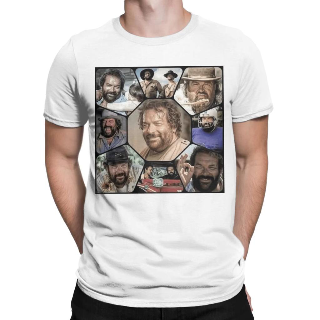 Men's Bud Spencer Carlo Pedersoli Montage T Shirts Cotton Clothing Funny Short Sleeve Crew Neck Tees Gift Idea T-Shirts
