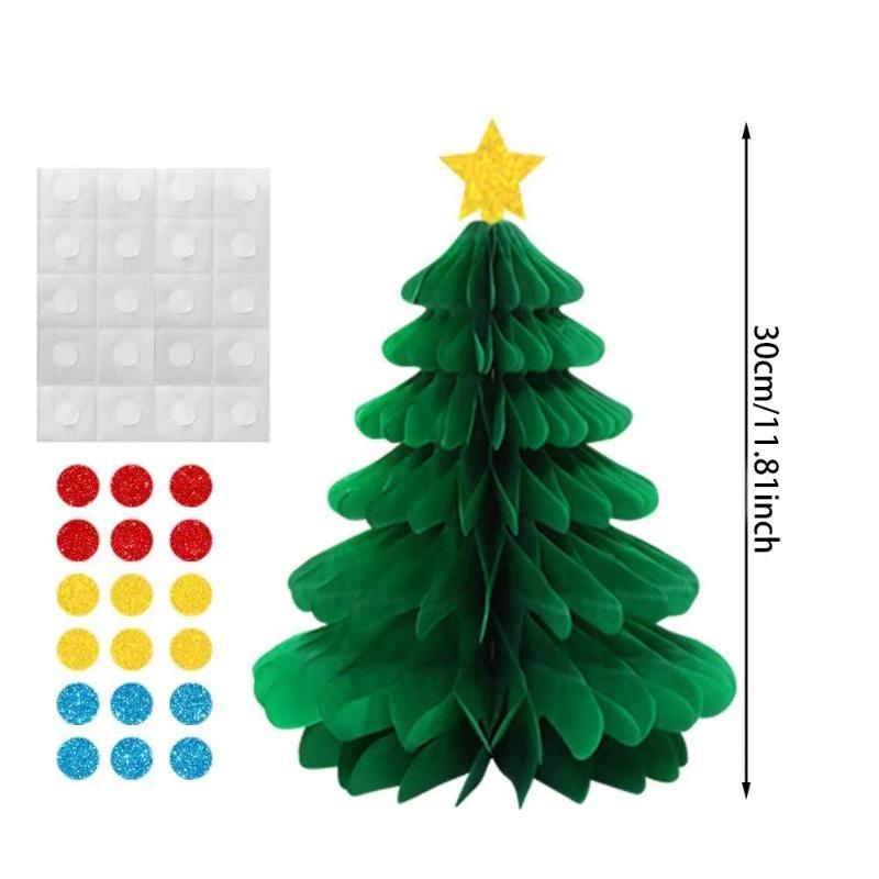Honeycomb Christmas Decor 3D Paper Centerpieces for Tables, Xmas Ornaments for Home Party, Festive Holiday Decor Supplies for New Year