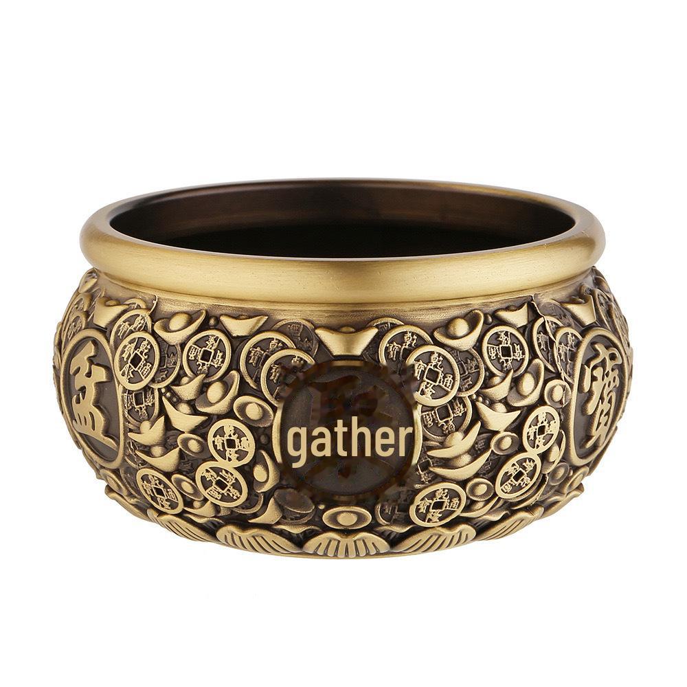 

Велика латунна скарбничка в стилі ретро з рогу достатку — прикраса та подарунок для офісного столу