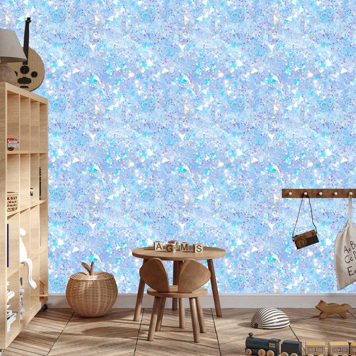 Iridescent glitter wallpaper azure, celadon, blue and white 50x1000