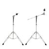 aleawol Cymbal Stand, Height Adjustable 70-120cm, High Boom and Straight Combo, Double Leg Boom, with Rubber Feet, Musical Instrument Accessory (Silve