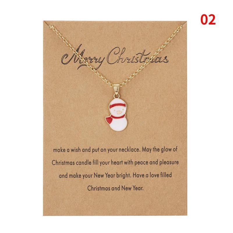 Charm Christmas Necklace for Women Men Merry Christmas Snowman Santa Claus Pendant Link Chain Necklace Xmas Jewelry Gifts