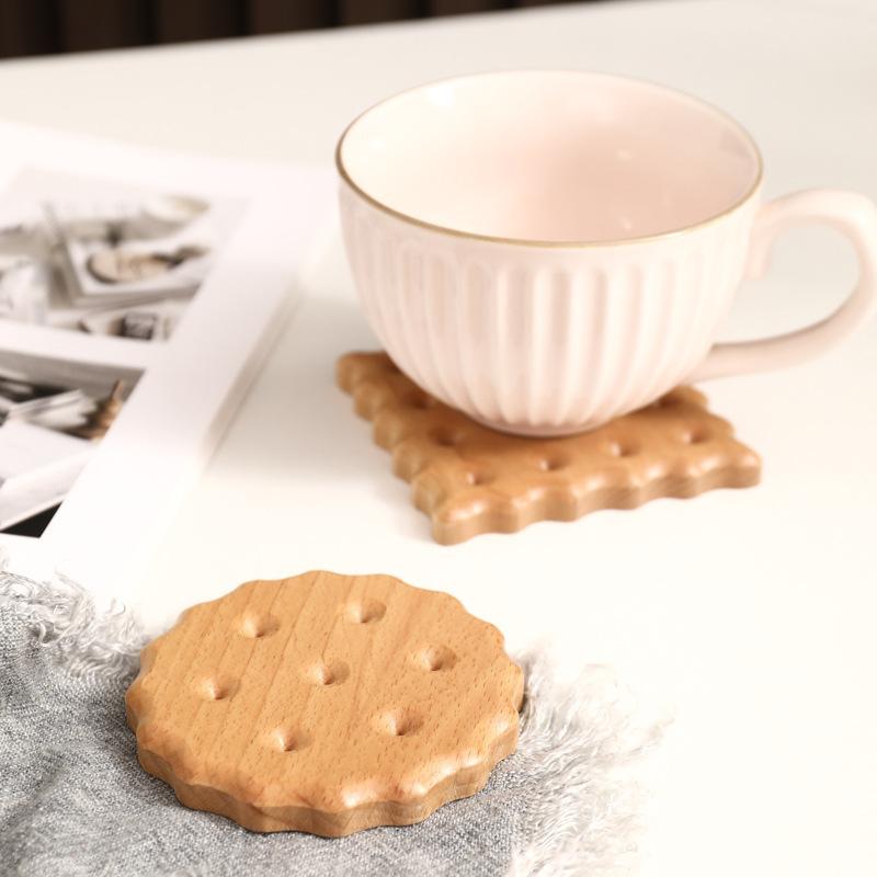 Natural Wooden Cookie Coasters Reusable Anti-skidding and Heat-resistant Coffee  Pad Drink Cup Mat Kitchen Home Tableware