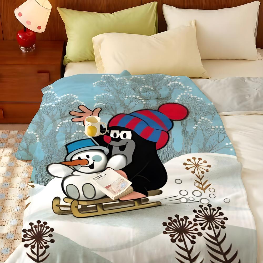 Cartoon T-The L-Little M-Mole Throw Flannel Throw Blanket, Lightweight Cozy, Durable Washable Cute Cool