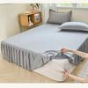 White Ruffled Bed Skirt Solid Color Dust Ruffle Cover with Elastic Cotton Washed Bedspread Non-Slip Mattress Protector Four Season Universal Bedding
