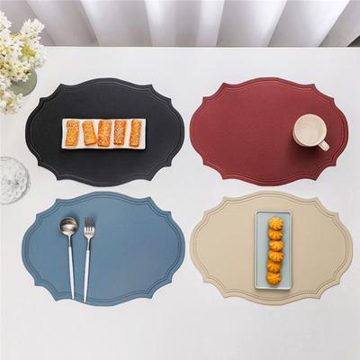 Yousheng Hitzebeständige PVC-Tischsets Wiederverwendbare Rutschfeste Tischmatten Wasserdicht Elliptische Form Essplatzmatte für Küche Kaffeetisch