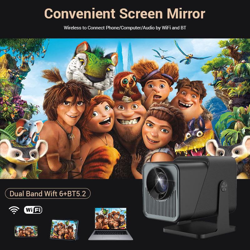 Lebeite Portable Mini HD Projector for Home, Dorm, and Bedroom – Mobile Phone Screen Mirroring with Gimbal Feature