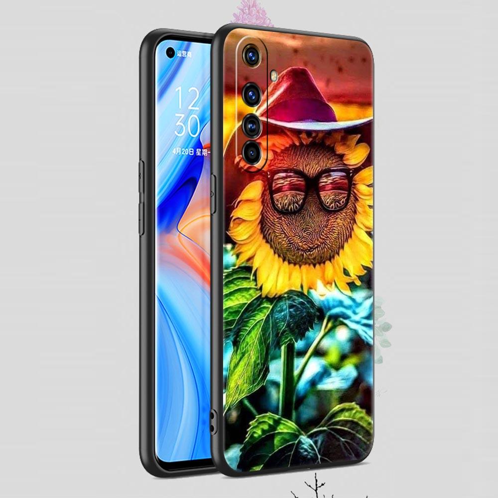 Soft TPU Case For Realme C67 C63 C55 C53 C25 C21 10 11 12 13 GT 2 3 5 Pro Plus 5G Phone Cover Summer Sunflower Floral Flower Bag