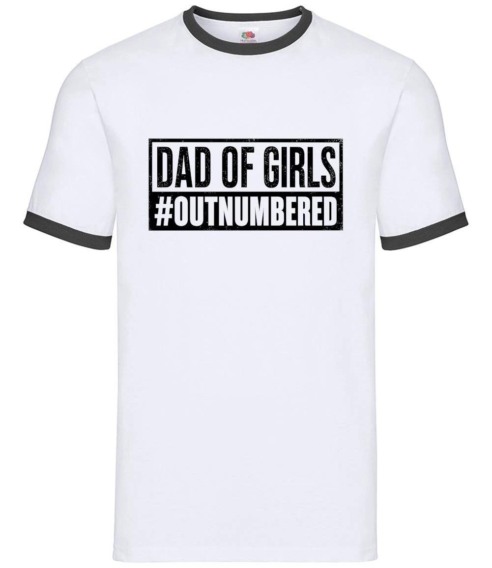 Dad Of Girls #Outnumbered - Mens Ringer - Funny Fathers Day Dad Daddy XXXL