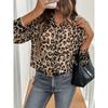 New Elegant Leopard Print Long Sleeve Loose Blouse Top for Women, Casual Shirt for European American Crossborder