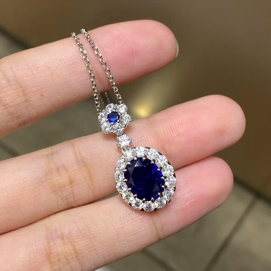 

Sapphire Necklace Moissanite Women s Platinum - Exquisite Cut, Fire Interweave, Snug Comfortable Wear 21cm-50cm