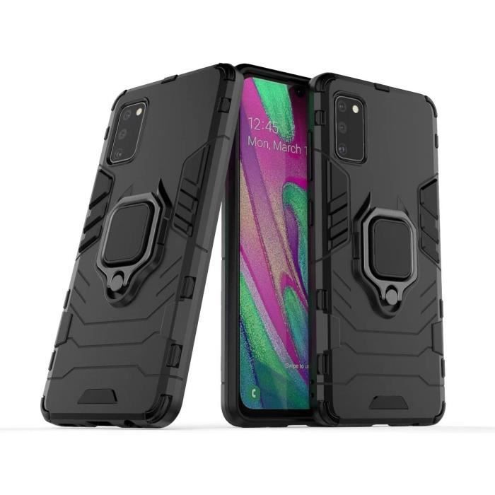 Coque pour Samsung Galaxy A41 Nouveau Robuste Anneau Support [Fonctionne avec Support De Voiture Magnétique] Étui Housse, Noir
