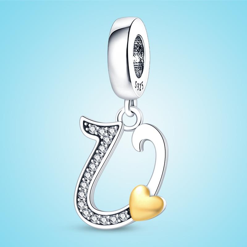 Marke Neueste Ankunft Kompatibel Mit Kupfermetall Authentisch Original Armbänder 26 Alphabet A-Z Buchstaben Kupfermetall Anhänger Perlen Komponenten Perle