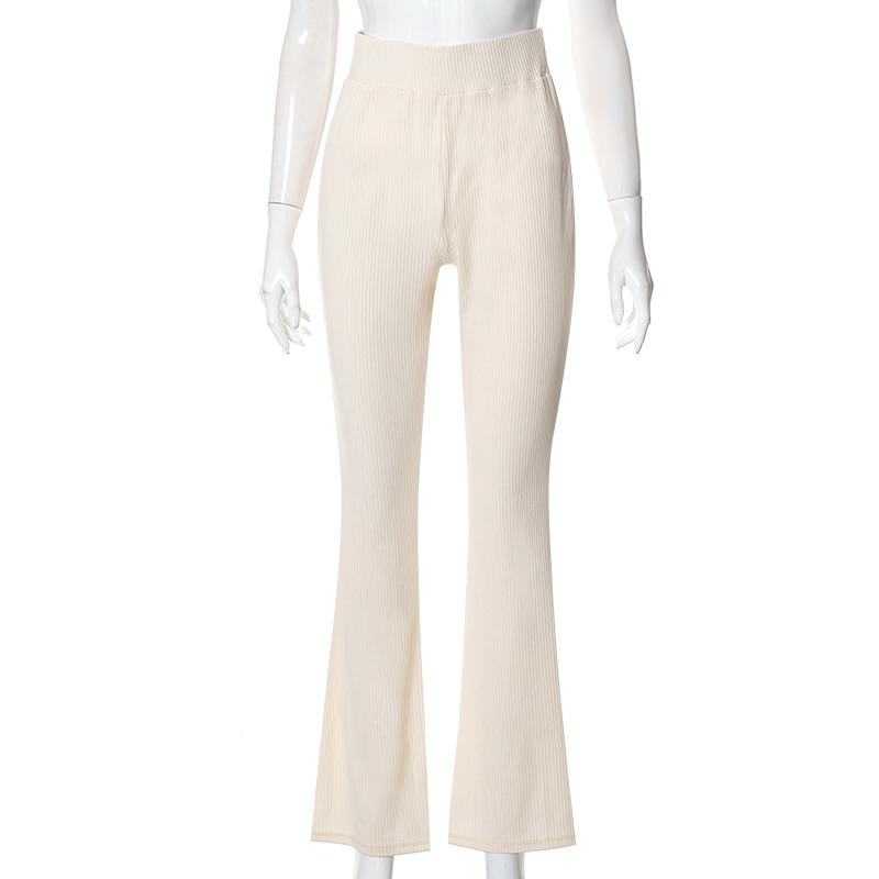 Solid High Waist Hip-Wrapping Elasticated Embossing Trousers Casual Daily Versatile Women Pants