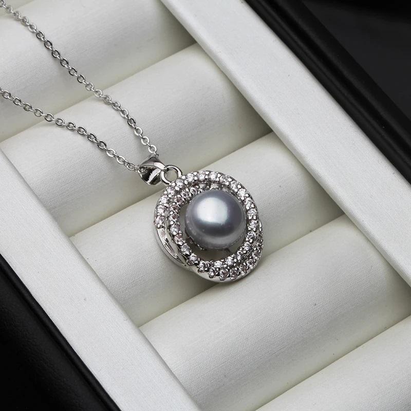 Real Natural Pearl Necklaces For Woman,Vintage Freshwater 925 Silver Pearl Pendant Wife Mother Birthday Gift White Pink Black