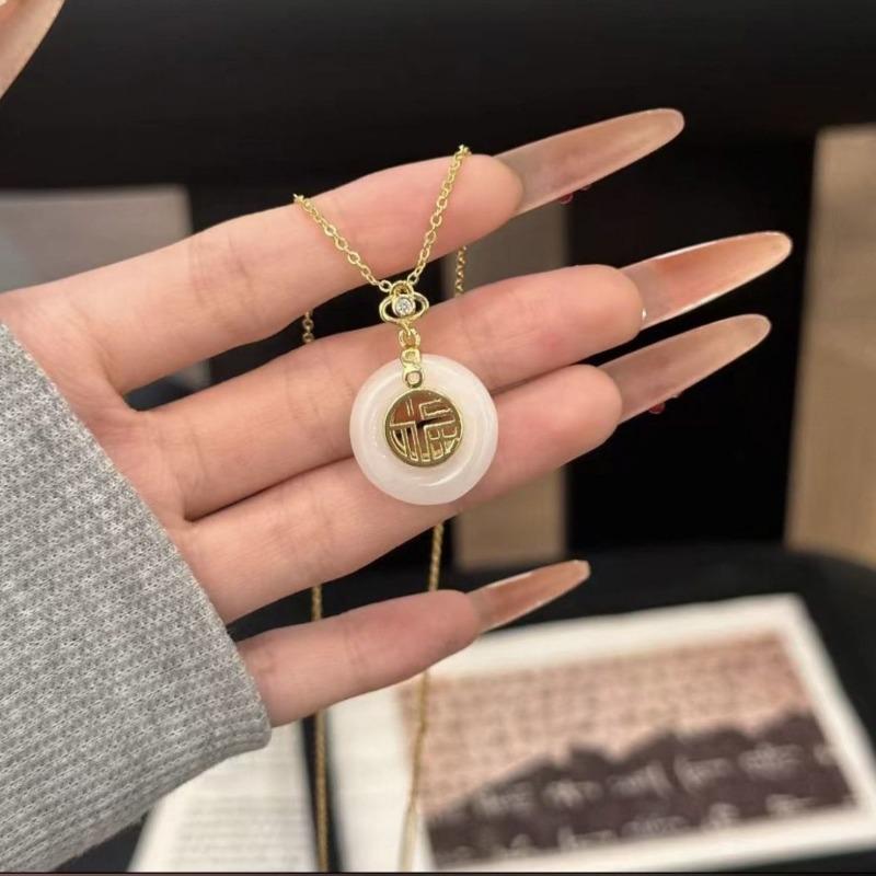 Women Light Luxury Niche Chinese Style Blessing Peace Clavicle Necklace Birthday Gift