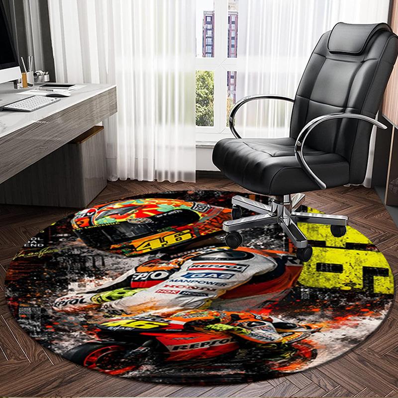 Valentino Riding Through The Storm Round Rug, Non-slip Chair Mat, Home Decor, Circle Carpet Perfect for Office, Bedroom, Living Room,Christmas Gift