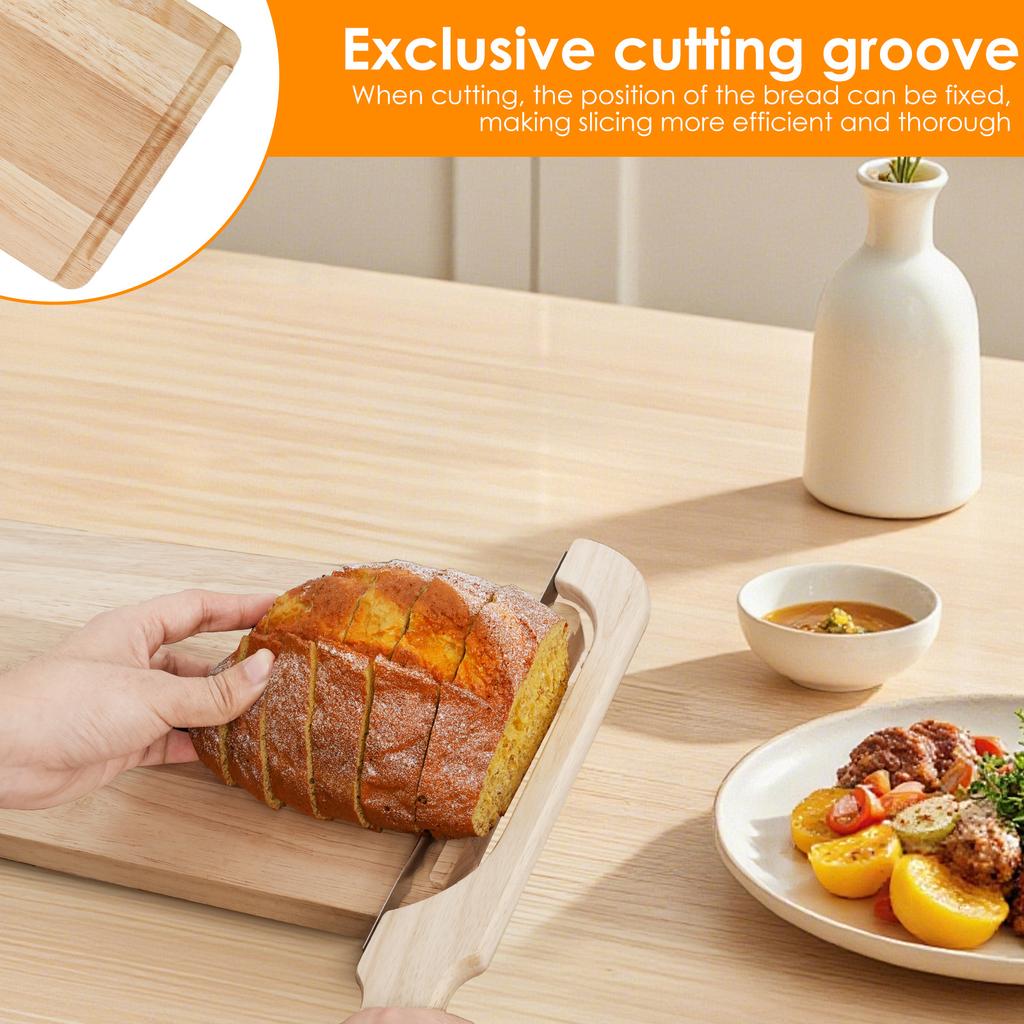 1Set Bread Knife and Cutting Board Set Multipurpose Bread Slicing Tools Embedded Bread Knife for Homemade Breads Kitchen Gadgets