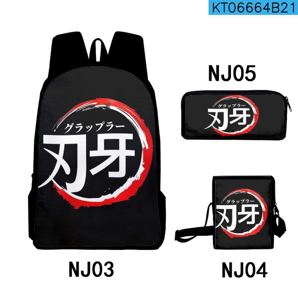 Classic Anime Yujiro Baki Hanma 3D Print 3pcs/Set pupil School Bags Laptop Daypack Backpack Inclined shoulder bag Pencil Case