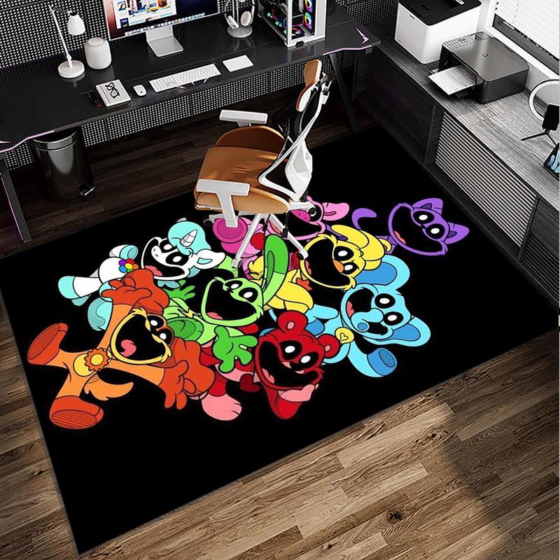 Happy smiling Cartoon Characters Office Rug Chair Mat, Game Carpet, Suitable for Front Door, Bedroom, Living Room, Desk, Holiday Gift