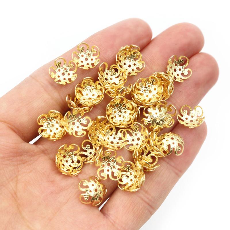 50pcs Stainless Steel Beads Caps Flower Shape Spacer Bead End Caps DIY Jewelry Making Findings For Necklace Bracelet Accessories