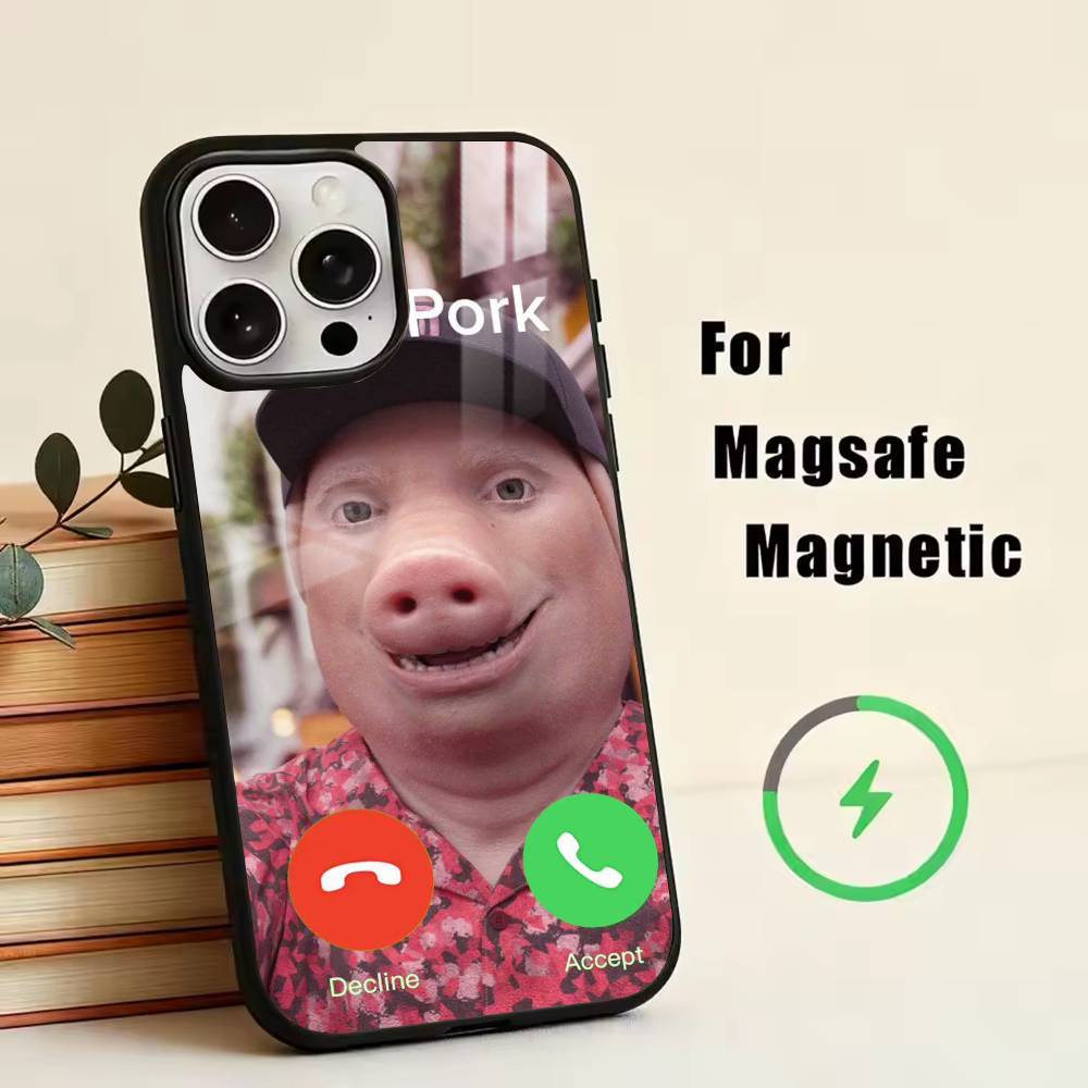 

D-John Pork is Calling. Answer Call Phone Case For iPhone17,16,15,14,13,12,11 Plus,Pro Magnetic with Magsafe Wireless Charging iPhone16