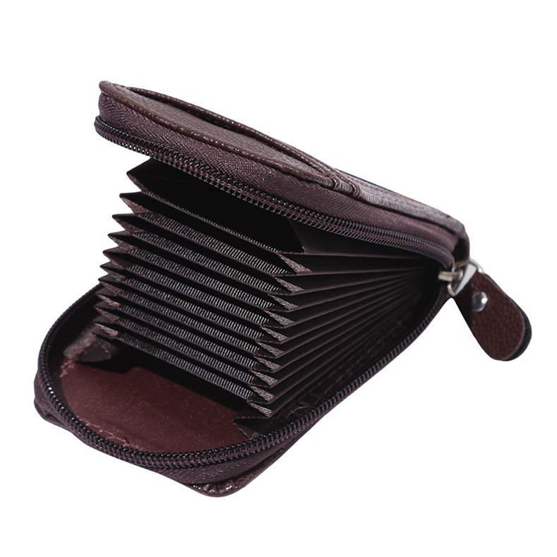 Fashion Multi-card Position Zipper Vertical Organ Card Case Leather Change Clutch