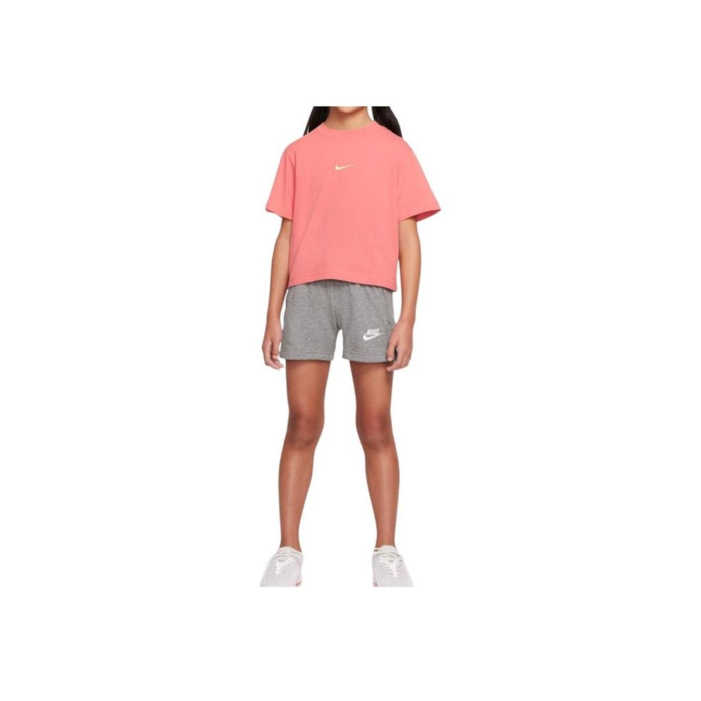 Nike Sportswear Logo Embroidered Sports Short Sleeve T-Shirt Kids Tops Salt-Pink DH5750-603