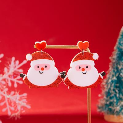 Christmas Funny Acrylic Santa Claus Bell Drop Earrings for Women Girl Black Cat Star Dangle Earrings Friendship Party Jewelry