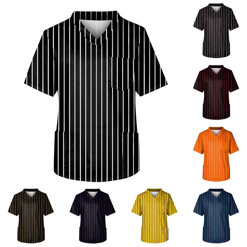 Pánská pracovní halenka s krátkým rukávem a výstřihem do V na hrudi