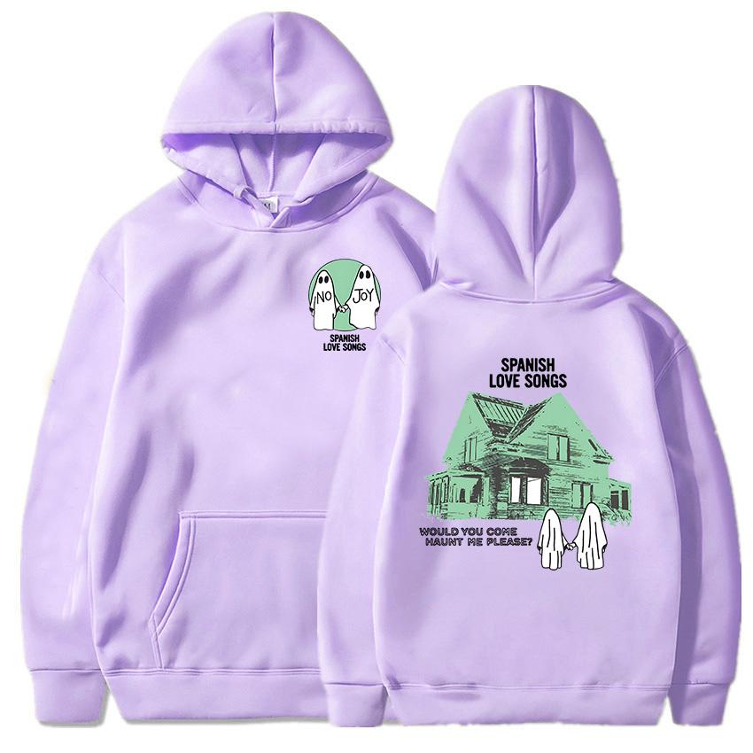Ghost Cartoon Graphic Hoodies No Joy Spanish Love Songs Sweatshirts Ropa Mujer Sudaderas Kawaii Women Men Clothes Casual Hoodie
