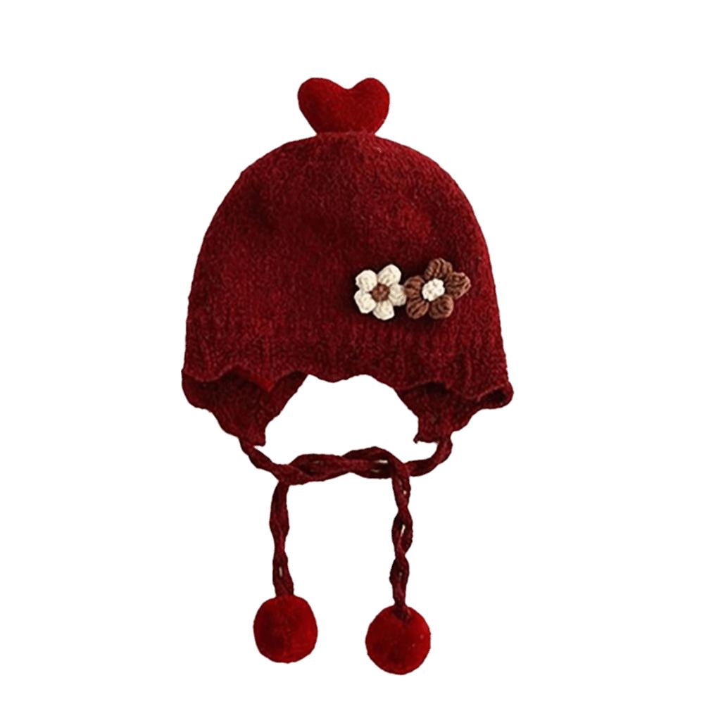 Flower Decor Baby Earflap Hat Windproof Function Girl Baby Cap Children Bonnet Kids Daily Wear