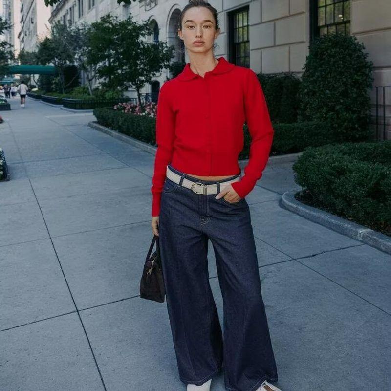 Za Autumn New Women clothes 2025 Western Style Fashion Doll Collar Long sleeve Knitted Outerwear 5536145 600