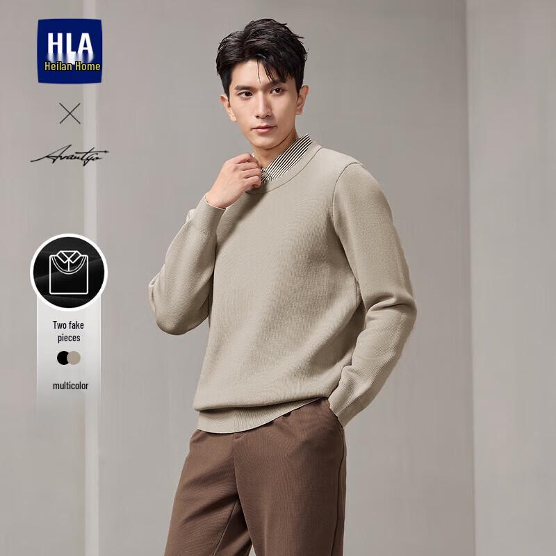 

HLA Men s Warm Double Collar Knit Sweater L