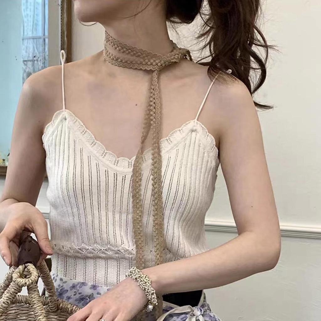 Female Pastoral Style Lace Scarf Elegant Girl Embroidery Long Scarf Fashion Camping Shopping Lace Scarf Comfortable