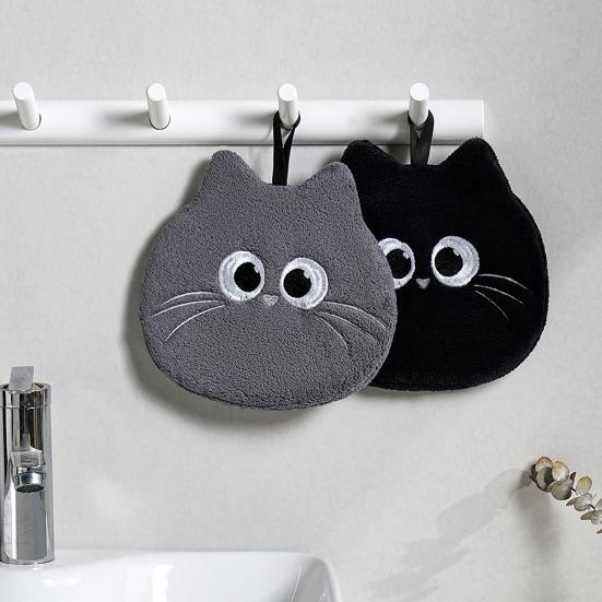 Cartoon Hand Towel Soft Absorbent Towel with Embroidered Eyes Kids Cute Hand Towel with Hanging Loop for Kitchen Bathroom