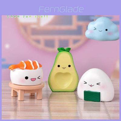 Urocze Rękodzieło z Żywicy Kreskówkowe Figurki Awokado Sushi Urocze Miniaturowe Ozdoby