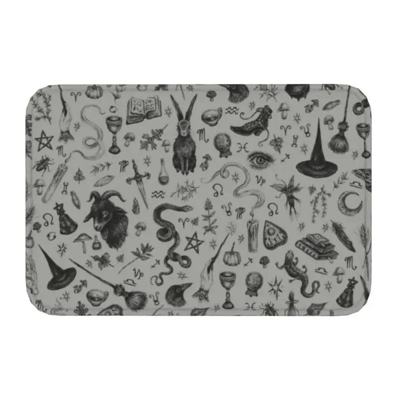 Crow Moon Door Mat Anti-Slip Kitchen Bathroom Halloween Spooky Witch Garage Floor Entrance Rug
