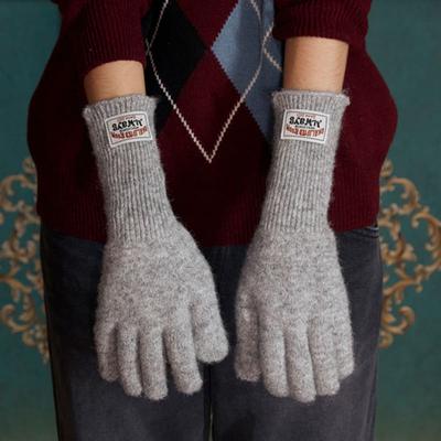 UNLEGIERTE HAARIGE STRICKHANDSCHUHE / GRAU