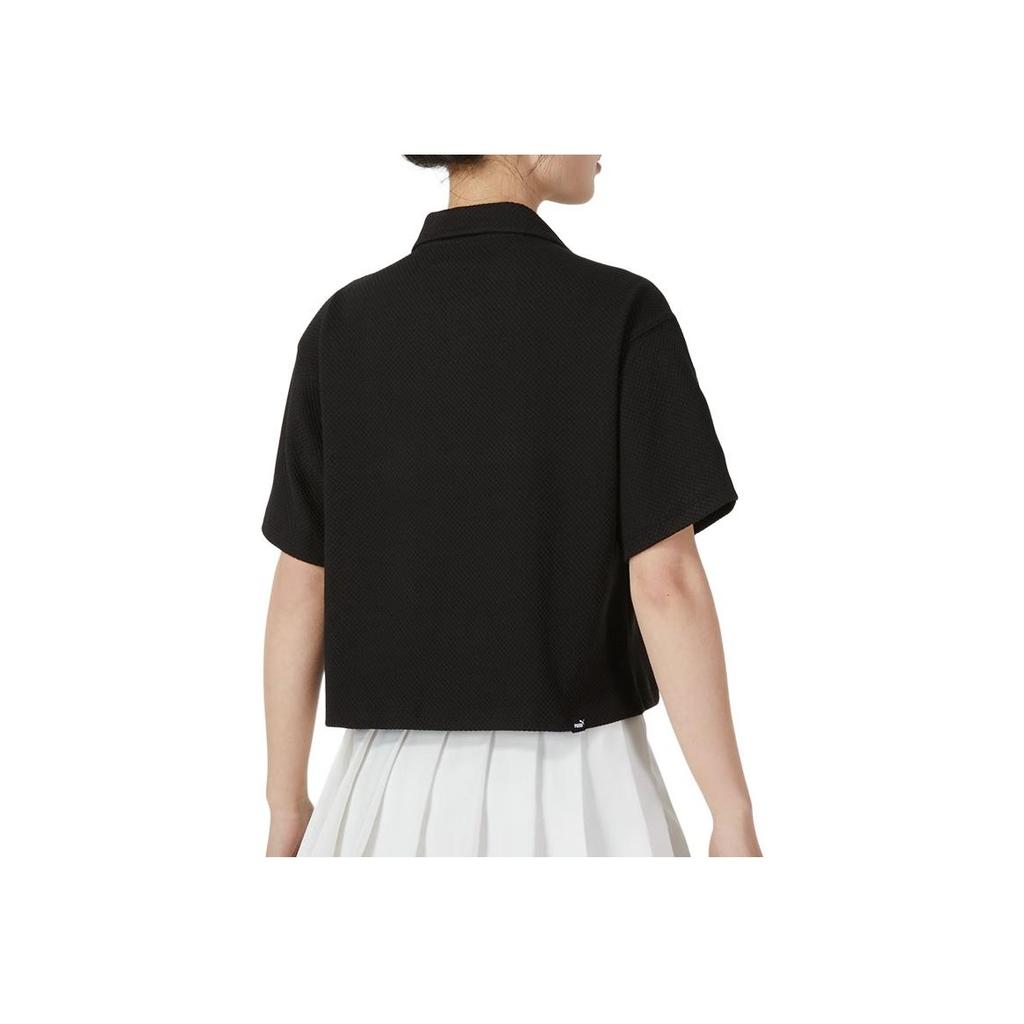 PUMA Breathable Round Neck Short Sleeve Casual T-Shirt With Dropped Shoulders Women Tops Black 682156-01