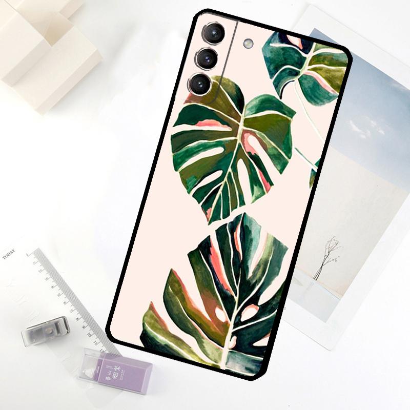 Leaves Monstera Green Phone Case For Samsung Galaxy S20 FE S21 S22 S23 S24 S25 S26 Ultra S10 S25 Plus S25 FE Cover