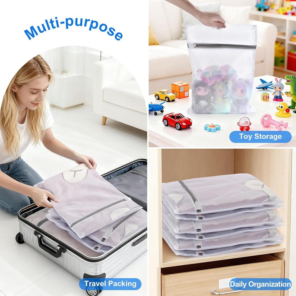 6 Pcs Laundry Bag, 12“x16”Mesh Laundry Bags for Delicates, Garment Gag for Washing Machine, for Daily Organization Travel Packing Wvzedm