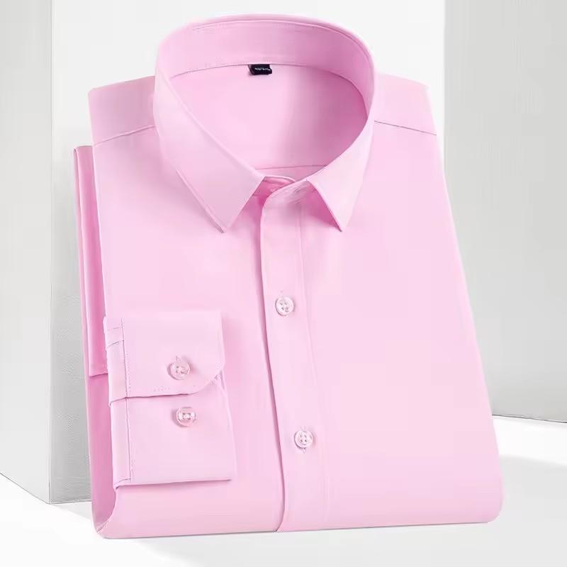 Men's Fashion Dress Shirts Long Sleeve Formal Business Social Classic Simple Basic Design Work Office White Shirt Men Clothing