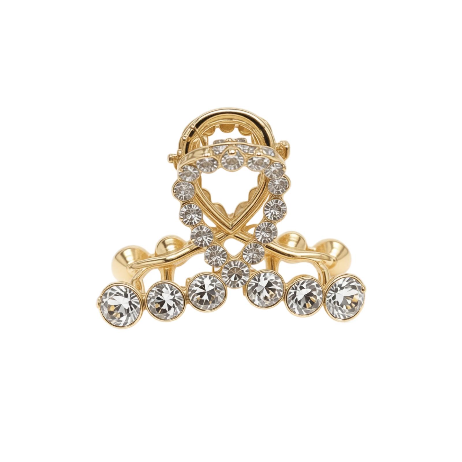 Small Hair Claw Clip with Rhinestones and Pearl Design Metal Hairpin for Women Half Up Hairstyle Hair Accessories one size