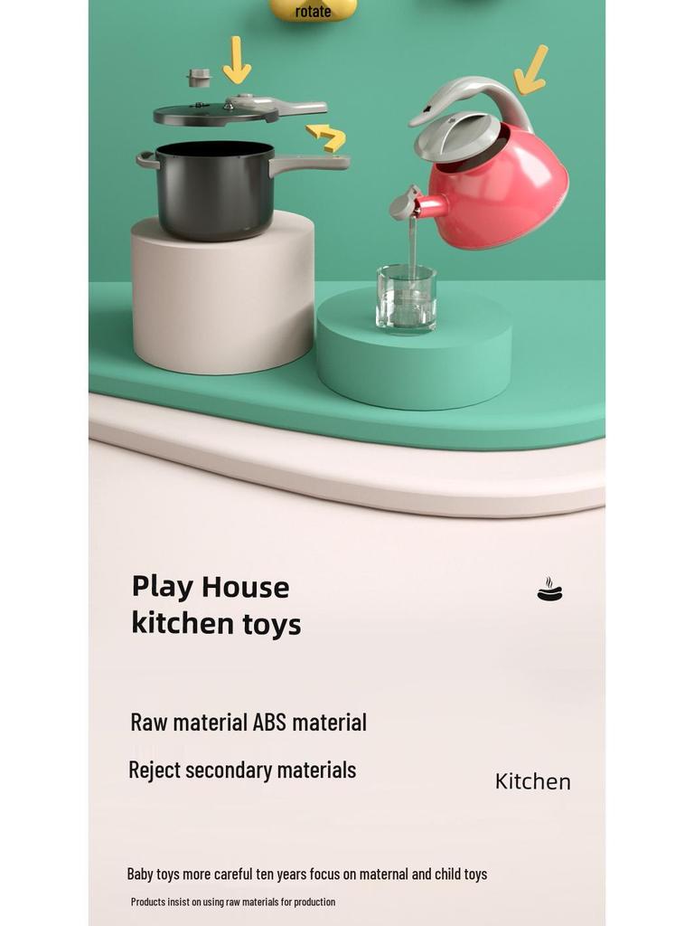 Children's Play Kitchen Toy Rice Cooker Set, Cooking Simulation Kitchenware, New Year Gift for Boys and Girls Ages 3-6