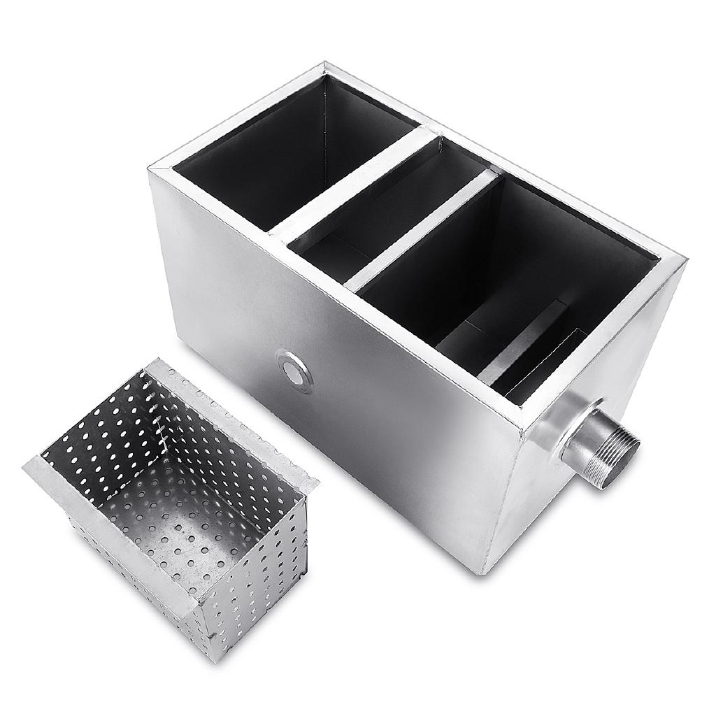 Separatore di grassi in acciaio inox argentato per acque reflue da cucina di ristorante 14x8x8'' Nuovo