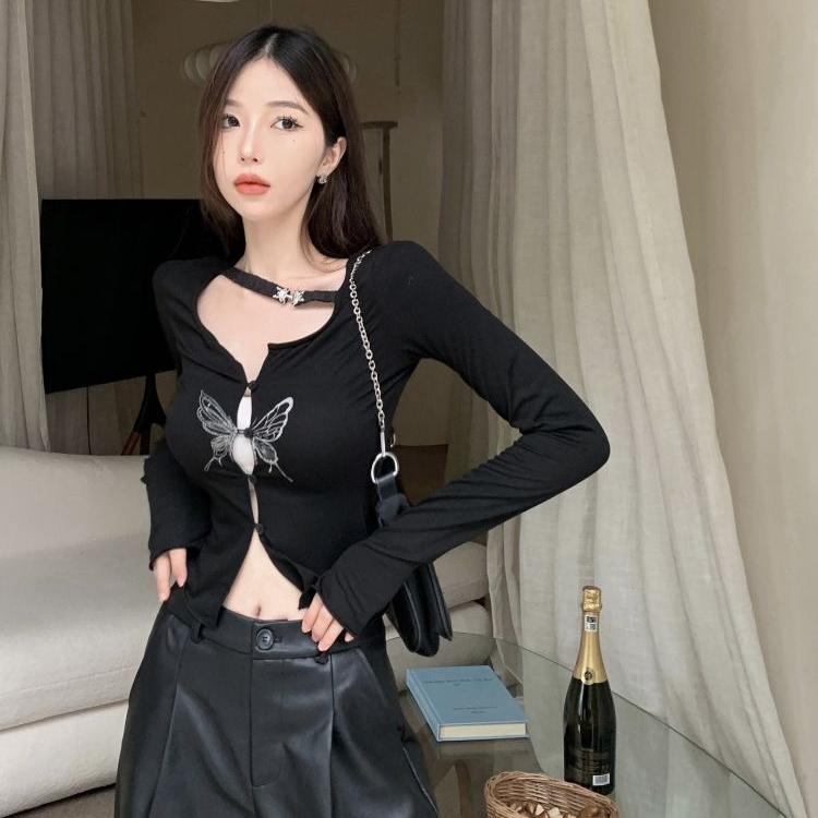 Готическая футболка с принтом бабочки Grunge Fairycore — фото 5