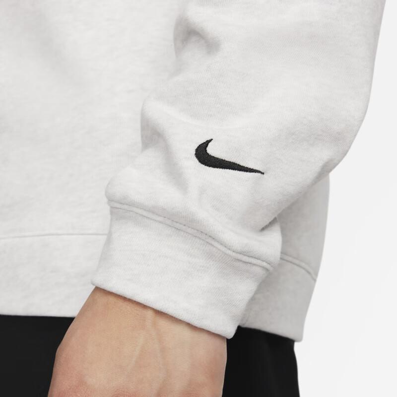 Nike Crew Neck Pullover Long Sleeve Top Casual Sports Set Unisex Tops, Bottoms White FB5510-025+DX0796-030