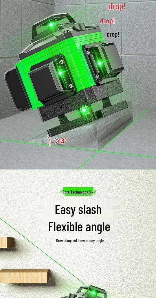 High-Precision 12-Line Green Laser Level with Auto-Leveling for Outdoor Use